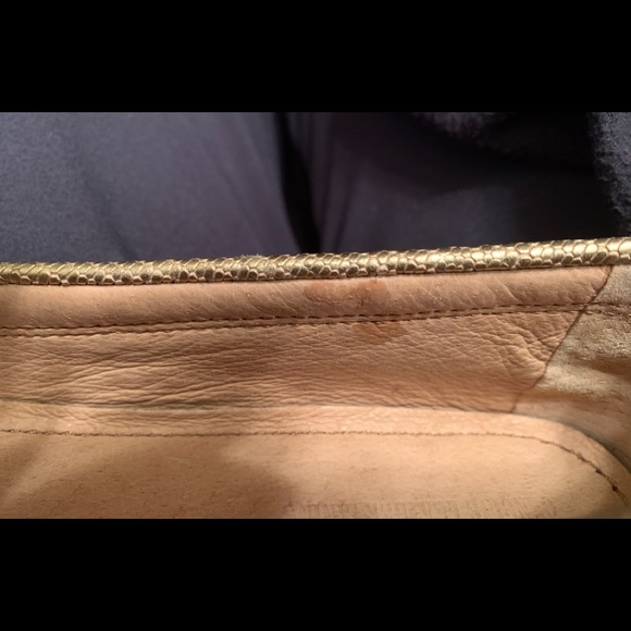 NIB Lauren Ralph Lauren Carley Antique Brass Metallic Embossed Lizard Design - Picture 10 of 10